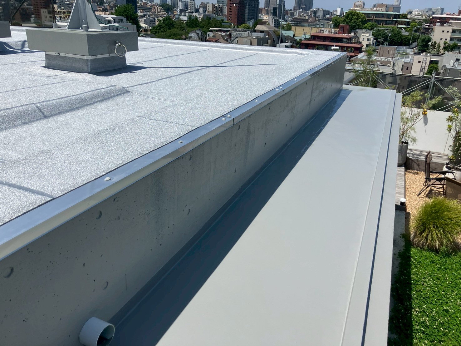 屋上　ウレタン防水工事　施工完了