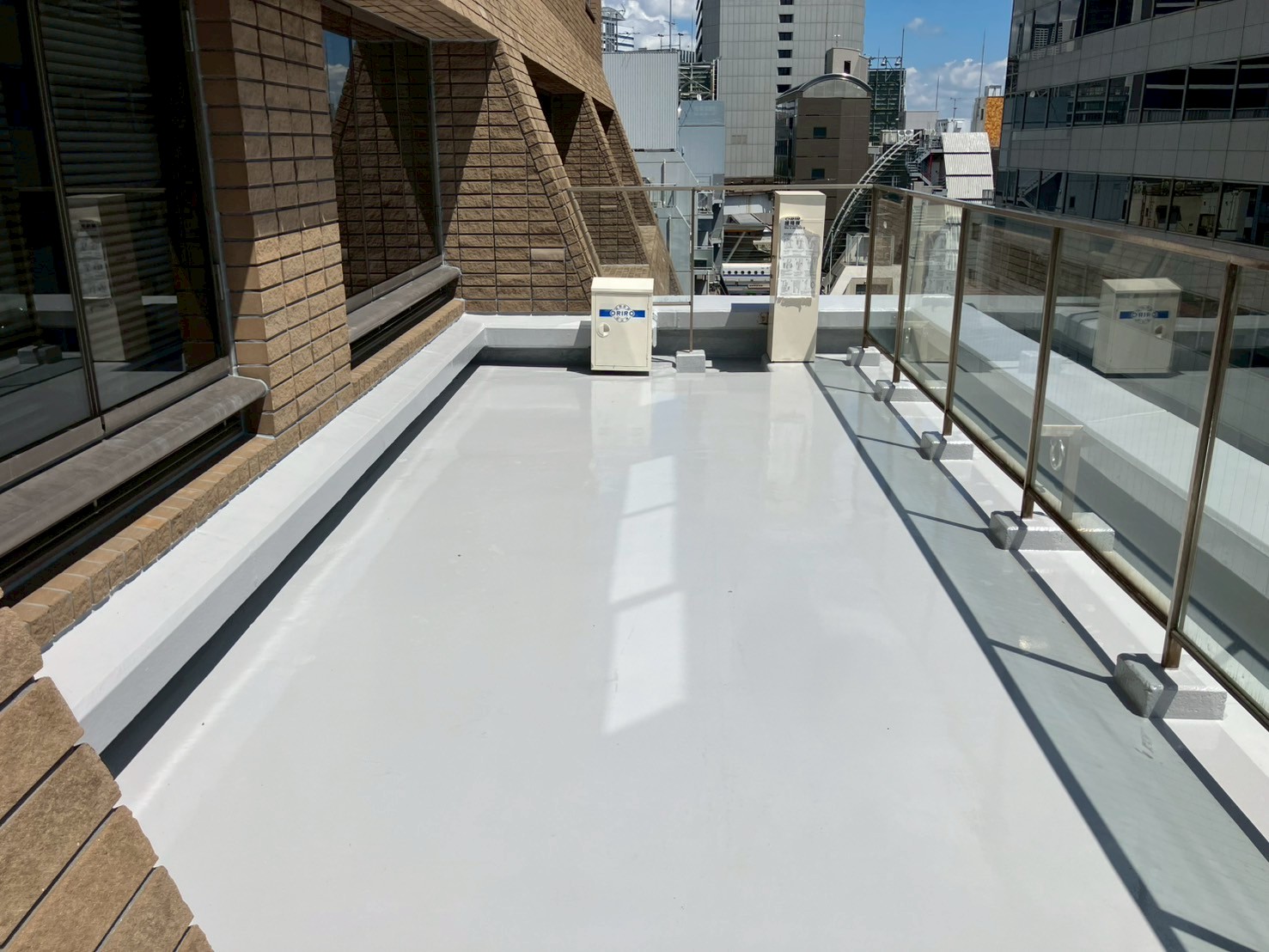 ルーフバルコニー　ウレタン防水工事　施工完了