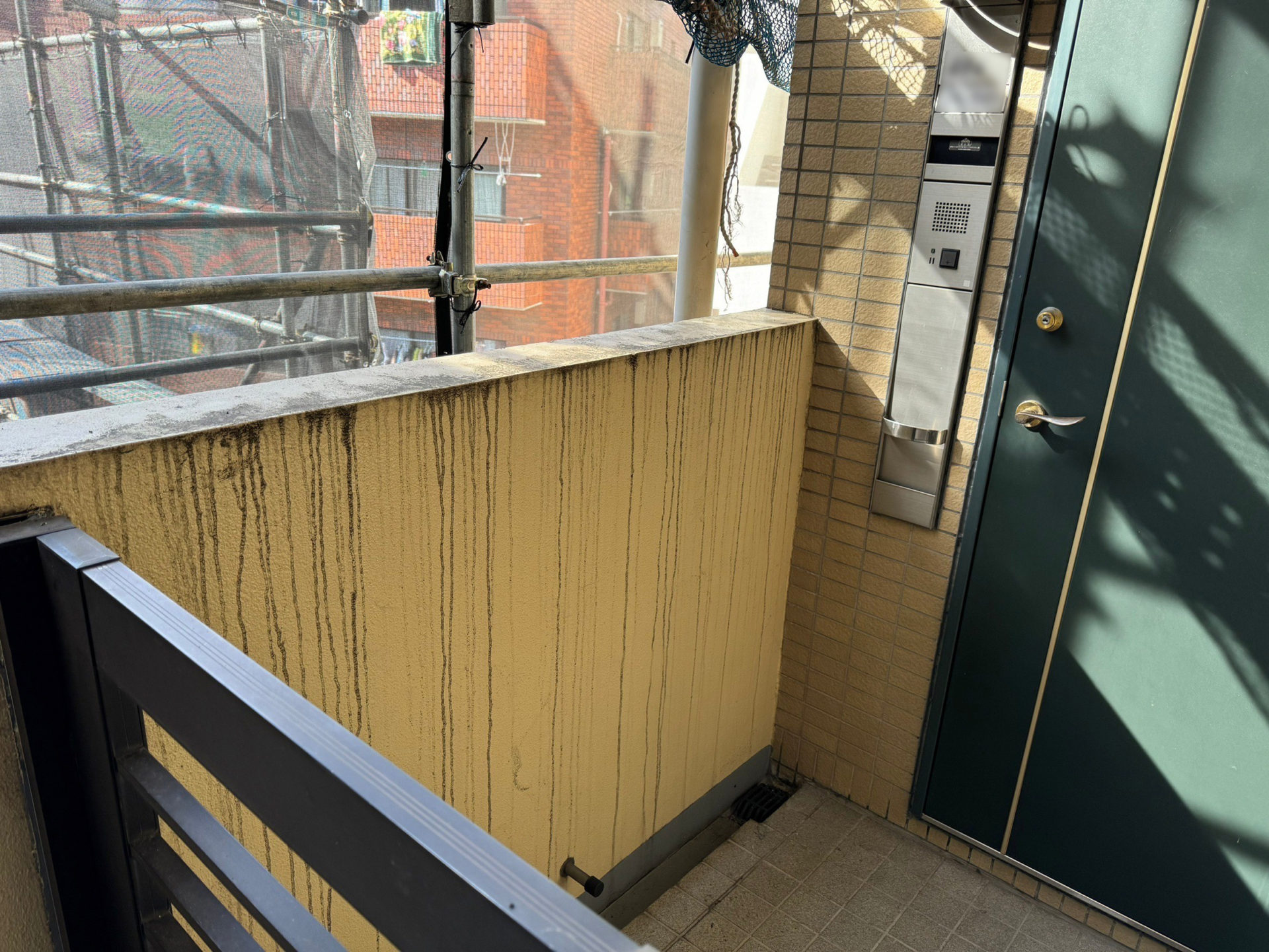 共用廊下腰壁　塗装工事　施工前