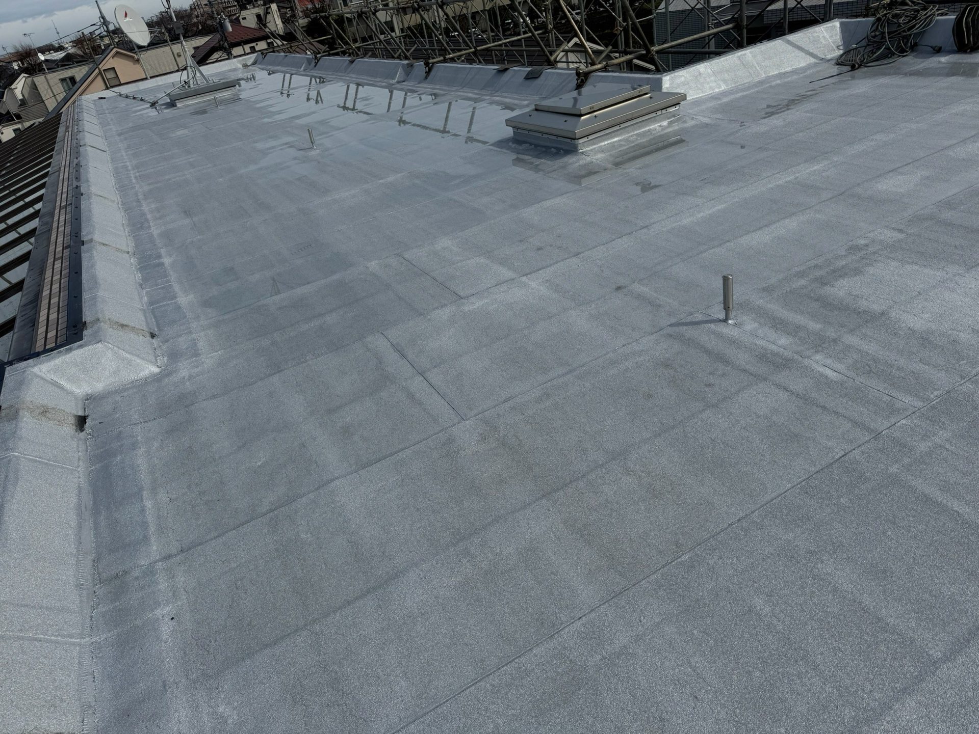屋上　アスファルトシート防水　施工完了