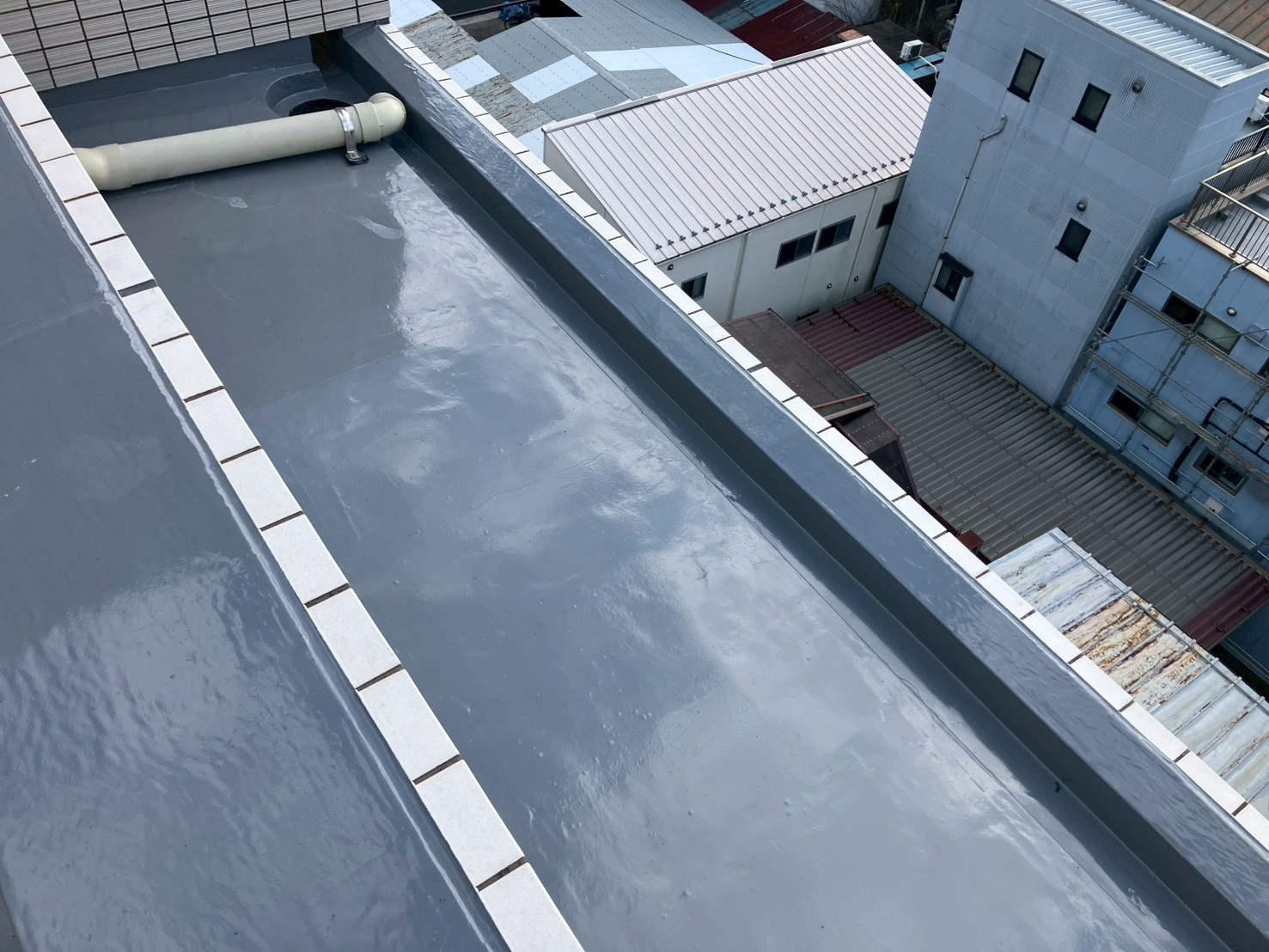 屋上防水工事　ウレタン防水　施工完了
