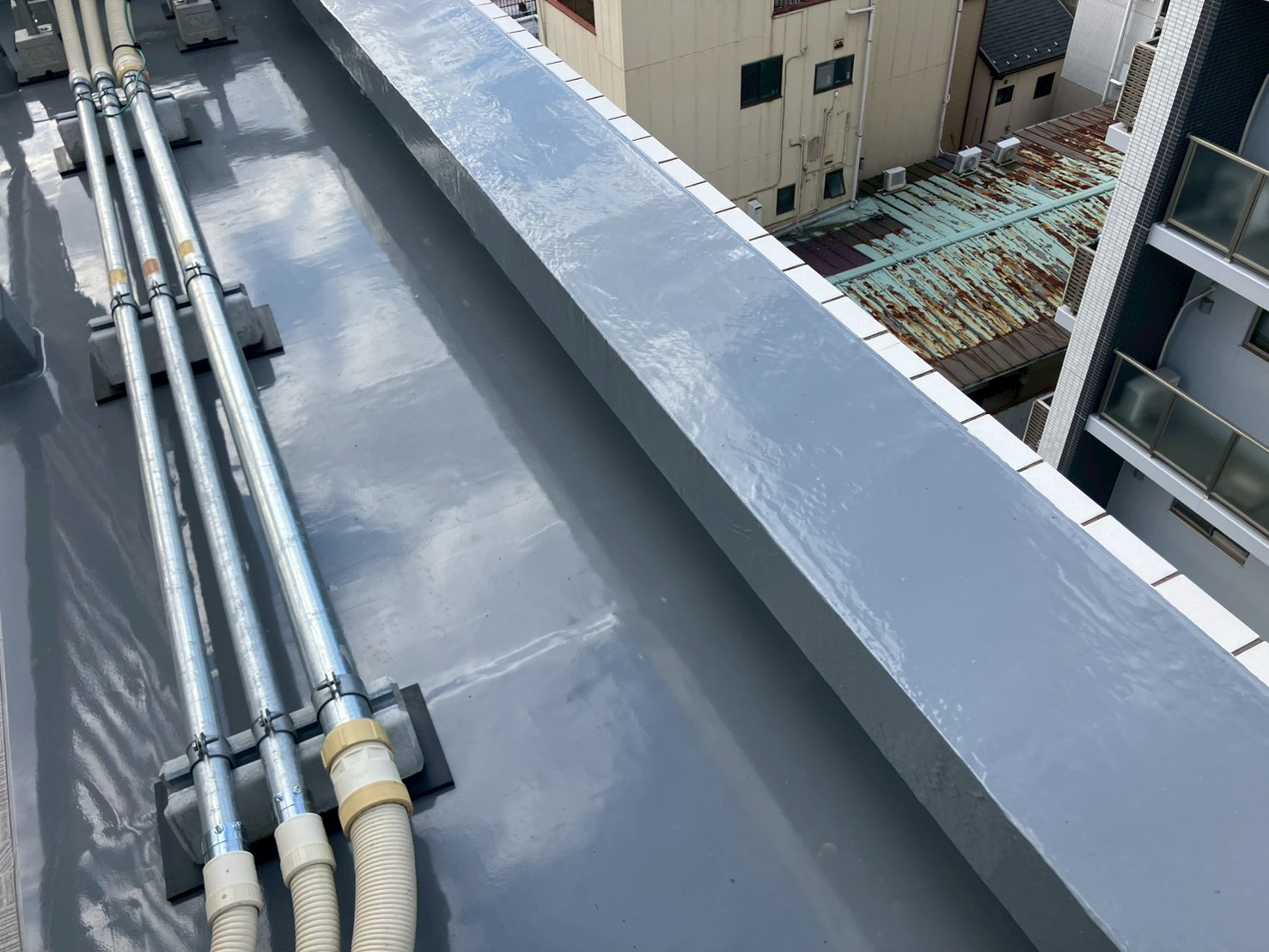 屋上防水工事　ウレタン防水　施工完了