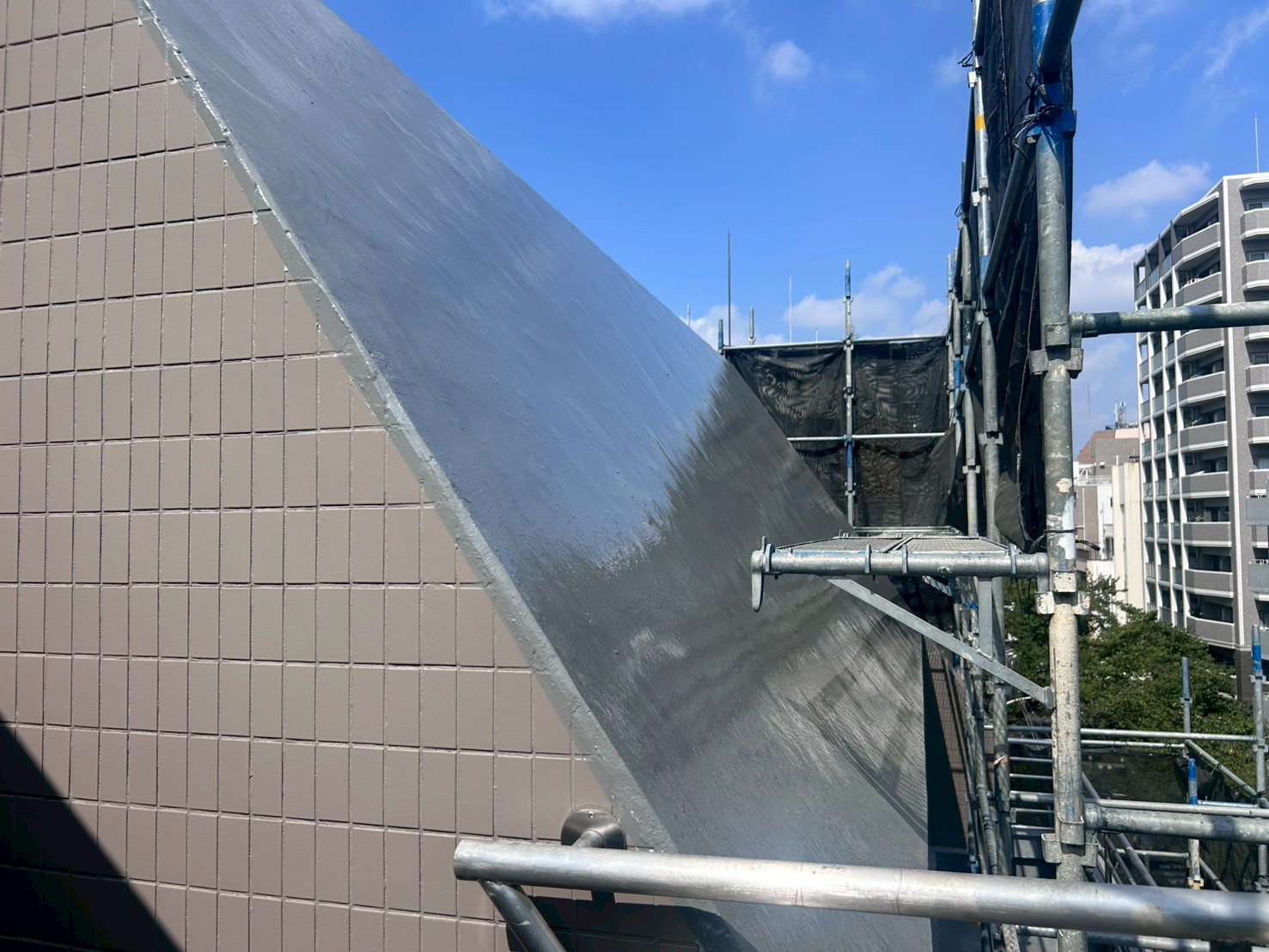 斜壁　防水工事　施工完了