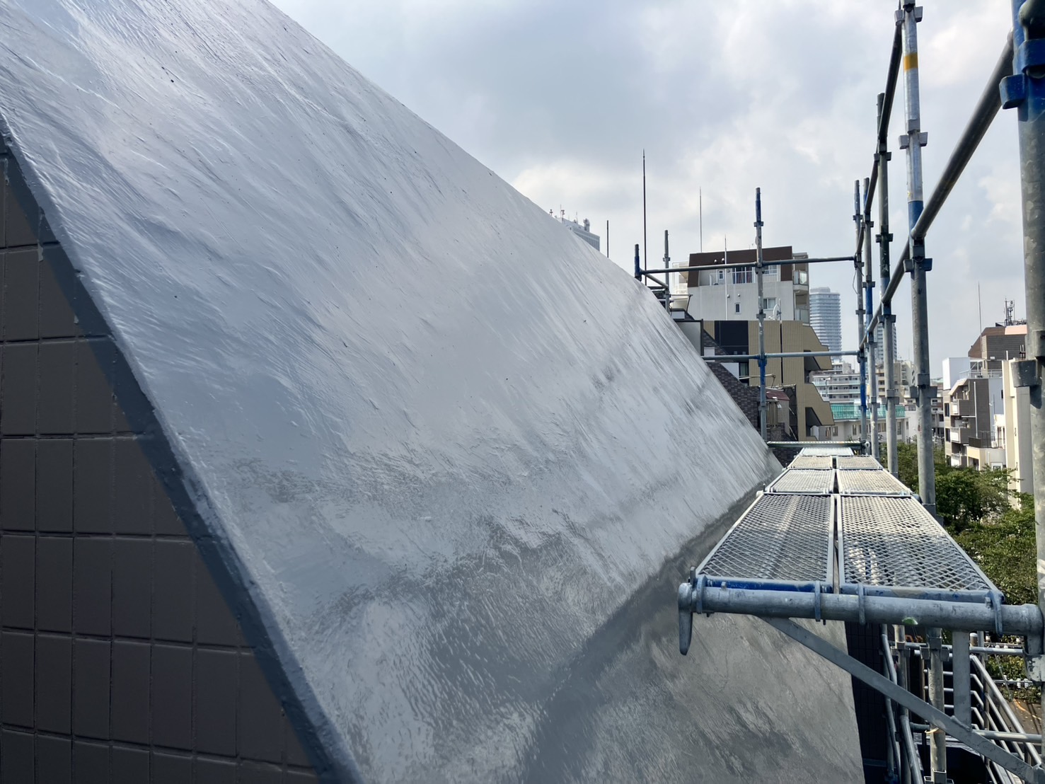 斜壁　防水工事　施工完了